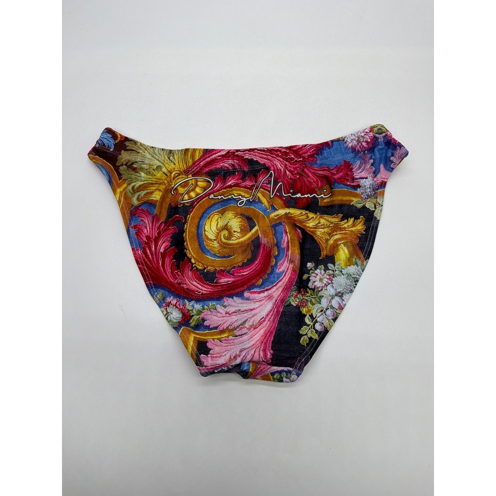 Danny Miami Men Baroque Floral Swim Briefs Multicolor Gold Crown Large NEW - Picture 2 of 7